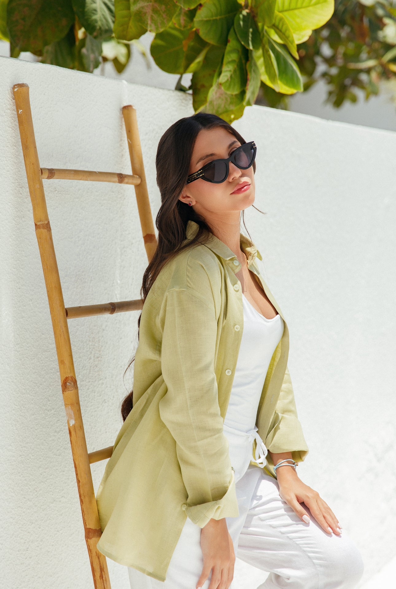 Olive Green Linen Shirt